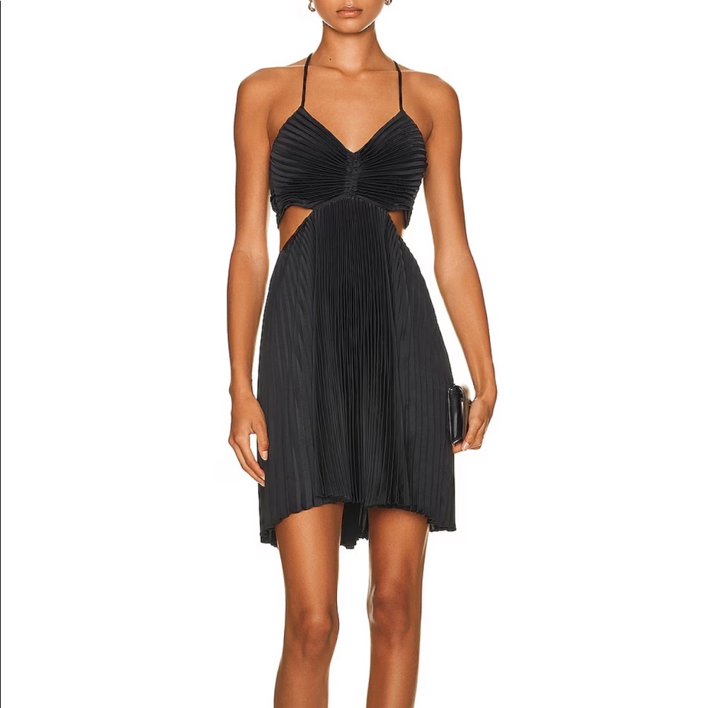 A.L.C. Black Pleated Cutout Mini Dress